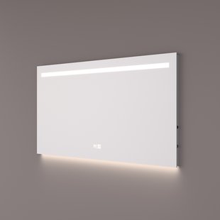 Spiegel Hipp Design SPV 5000 Rechthoek 100x70 cm Met Verlichting Incl. Spiegelverwarming en Digitale Klok