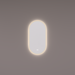 Spiegel Hipp Design SPV 14900 Ovaal 40x90 cm Met Frame Messing PVD Met Verlichting Incl. Spiegelverwarming