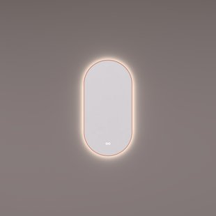Spiegel Hipp Design SPV 14900 Ovaal 40x90 cm Met Frame Koper PVD Met Verlichting Incl. Spiegelverwarming
