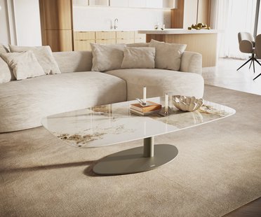 DELIFE Salontafel Edge Boot 140x80 cm keramiek Minas Melange Vibany Metall effectafwerking titaan