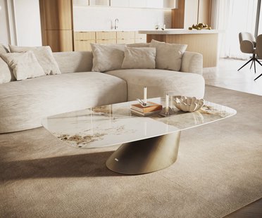 DELIFE Salontafel Edge Boot 140x80 cm keramiek Minas Melange Conis metallic goud