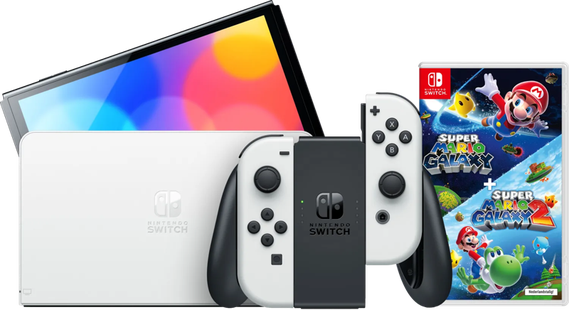 Nintendo Switch OLED Wit + Super Mario Galaxy 1+2