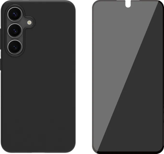 BlueBuilt Samsung Galaxy S25 Back Cover Zwart + BlueBuilt Privacy Screenprotector Glas