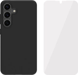 BlueBuilt Samsung Galaxy S25 Back Cover Zwart + Screenprotector Glas