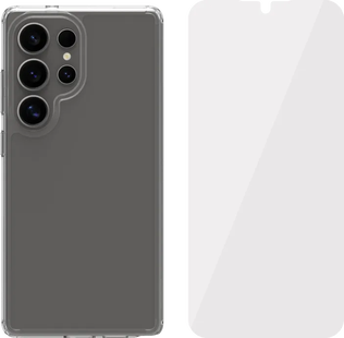 BlueBuilt  Samsung Galaxy S25 Ultra Back Cover Transparant +BlueBuilt Screenprotector Glas