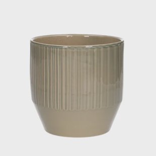 Bloempot, aardewerk, zachtgroen verticale streep,&Oslash; 13 cm