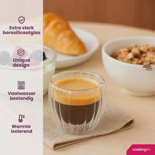 Cookinglife Barista Dubbelwandige Espressoglazen Pumpkin 80 ml - 2 stuks