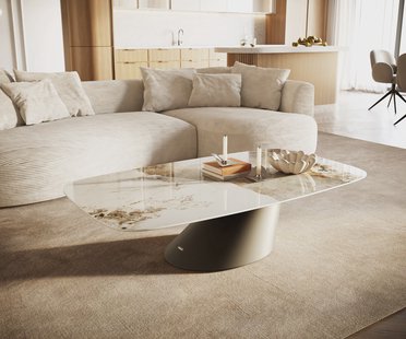 DELIFE Salontafel Edge Boot 140x80 cm keramiek Minas Melange Conis Metall effectafwerking titaan