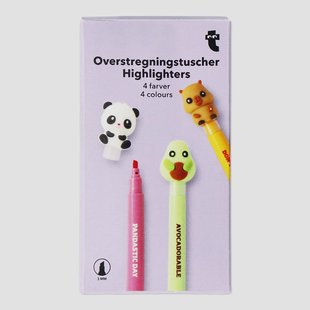 Markeerstiften met dieren toppers - 4 stuks