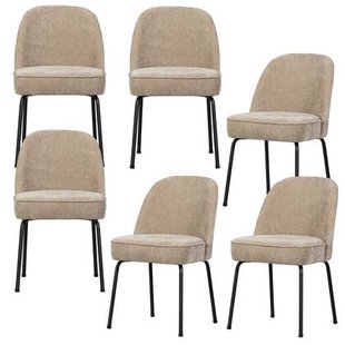 WOOOD Vogue Eetkamerstoelen - Polyester - Zand - Set van 6
