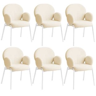 tectake® Stoel Scandi gestoffeerd, bouclé stof - Set van 6