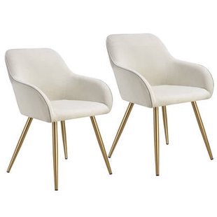 tectake® Eetkamerstoel Marilyn, koordlook, gestoffeerd - Set van 2