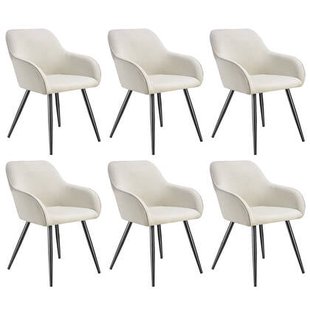 tectake® Eetkamerstoel Marilyn, koordlook, gestoffeerd - Set van 6