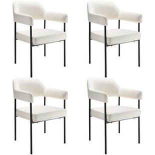 tectake® Eetkamerstoel Doé, gestoffeerd, stalen poten - Set van 4