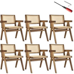 tectake® Eetkamerstoel Lizzy met Weens vlechtwerk in boho-stijl