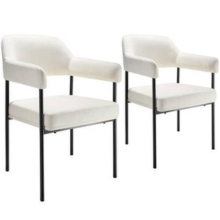 tectake® Eetkamerstoel Doé, gestoffeerd, stalen poten - Set van 2