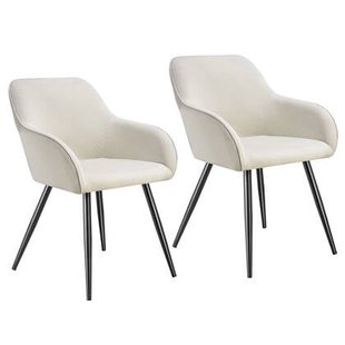 tectake® Eetkamerstoel Marilyn, koordlook, gestoffeerd - Set van 2