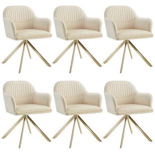 tectake® Lona fluwelen draaistoel met dikke vulling - Set van 6