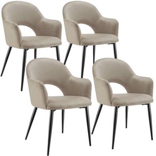 tectake® Eetkamerstoel Sachel, fluweellook, gestoffeerd, 120 kg