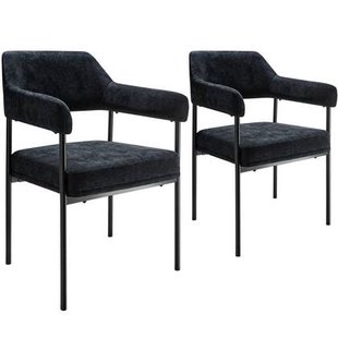 tectake® Eetkamerstoel Doé, gestoffeerd, stalen poten - Set van 2