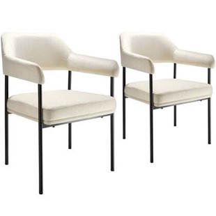 tectake® Eetkamerstoel Doé, gestoffeerd, stalen poten - Set van 2