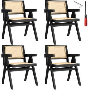 tectake® Eetkamerstoel Lizzy met Weens vlechtwerk in boho-stijl