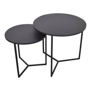 LOFT42 Dulon Set Bijzettafels Rond - Zwart - Ø49x46