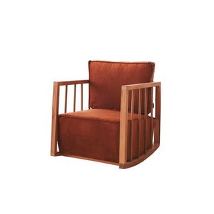 Giga Meubel - Schommelstoel Rood Stof|Hout - 65x71x80cm - Sallanan