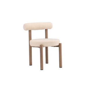 Fjôrd - Eetkamerstoel Wit Bouclé - 55x55x75cm - Tillo - Set van 2