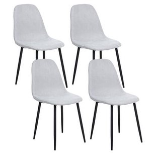 Beliani - CRANDALL - Eetkamerstoel set van 4 - Lichtgrijs - Stof