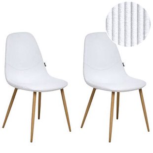 Beliani - HILDEN - Eetkamerstoel set van 2 - Wit - Corduroy
