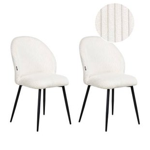 Beliani - ELOY - Eetkamerstoel set van 2 - Gebroken wit - Corduroy