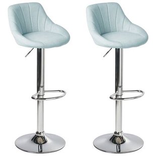 Beliani - LUCCA - Barkruk set van 2 - Lichtblauw - Stof