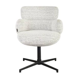 Bronx71 Eetkamerstoel Coco gemêleerde stof off white|zwart