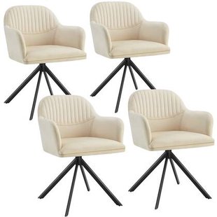 tectake® Lona fluwelen draaistoel met dikke vulling - Set van 4