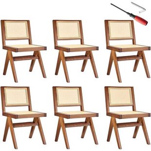 tectake® Houten stoel Lizzy met Weens vlechtwerk in boho-stijl