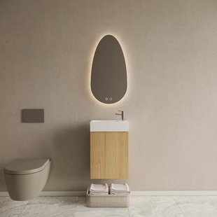 Toiletmeubel Set BWS Riga Artisan Eiken Fontein Glans Wit