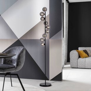 Schöner Wohnen vloerlamp Dubai, rookglas, 9-lamps, G9