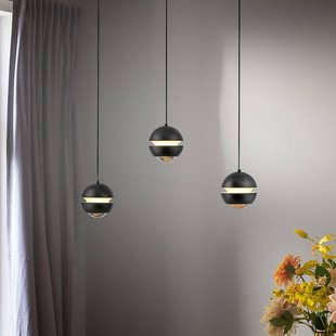 SCHÖNER WOHNEN LED hanglamp Lini zwart 3-lamps lang 3.000K