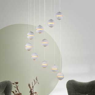 SCHÖNER WOHNEN LED hanglamp Lini wit 10-lamps rond, 3.000 K
