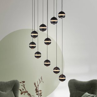 SCHÖNER WOHNEN LED hanglamp Lini zwart 10-lamps rond 3000K