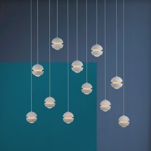 SCHÖNER WOHNEN LED hanglamp Lini wit 11-lamps lang, 3.000 K