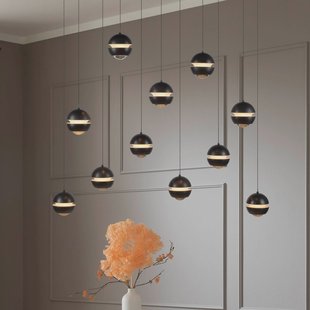 SCHÖNER WOHNEN LED hanglamp Lini zwart 11-lamps lang 3000K