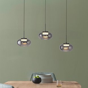 Schöner Wohnen LED hanglamp Sia, 3-lamps, rookgrijs, 3.000 K
