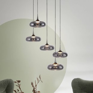 SCHÖNER WOHNEN LED hanglamp Posh 5-lamps, rookglas, 3.000 K