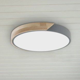 Näve LED plafondlamp Borneo, eikenhout, metaal, CCT, afstandsbediening