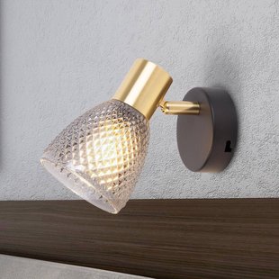 Näve wandlamp Lindita, glas, rookgrijs, E14, draaibaar