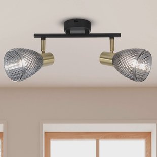 Näve Plafondlamp Lindita, 2-lamps, glas, rookgrijs, E14