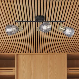 Näve Plafondlamp Lindita, 3-lamps, glas, rookgrijs, E14