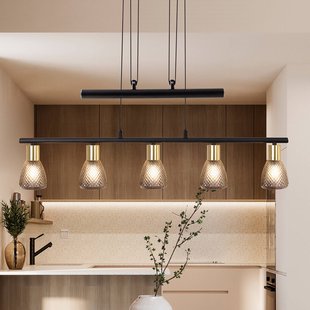 Näve Hanglamp Lindita, 5-lamps, glas, rookgrijs, E14, verstelbaar